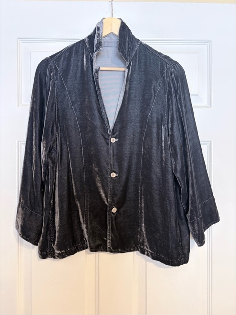 CP Shades Velvet Top Black /Dark Grey Shacket Medium